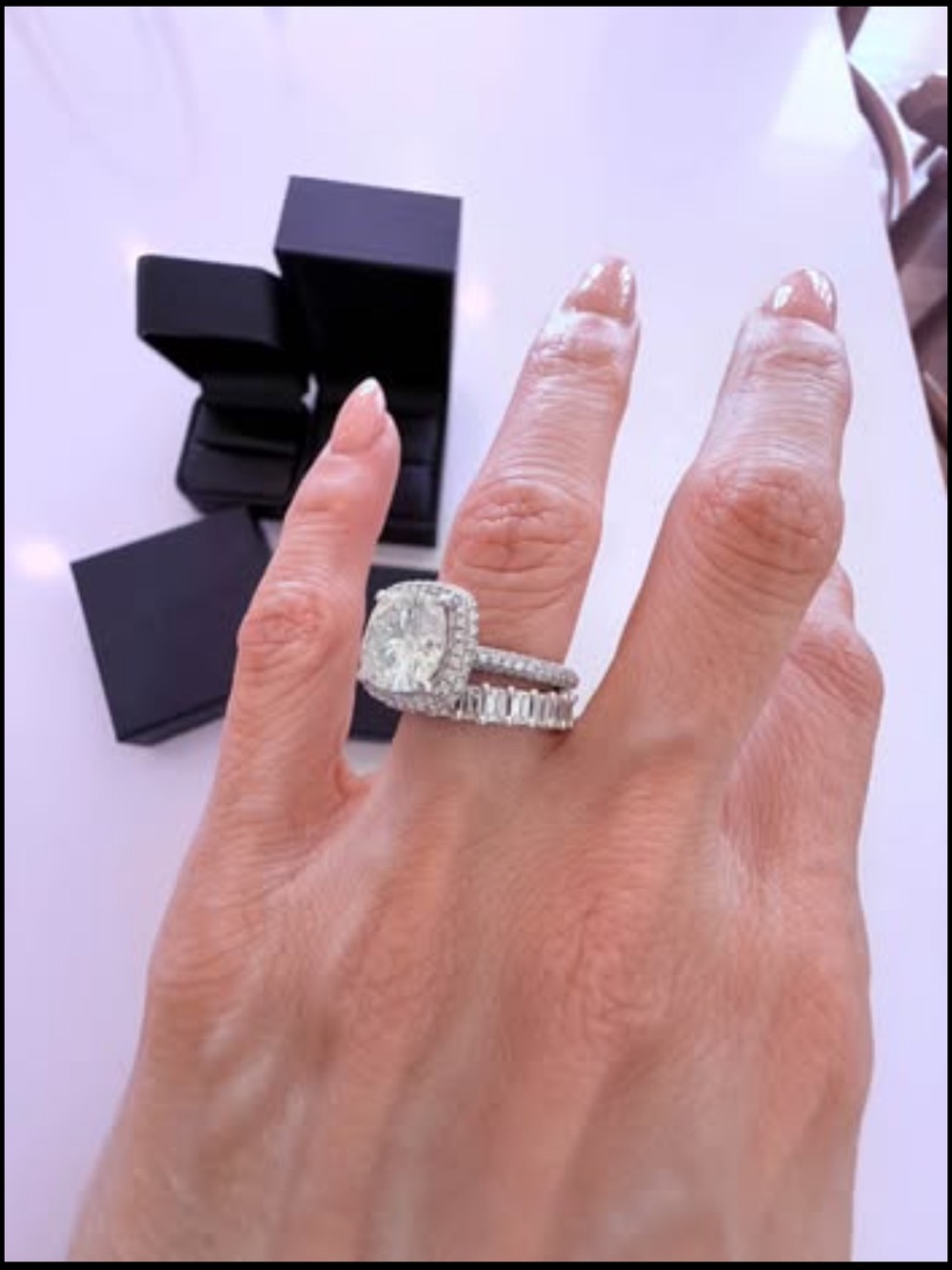 CUSTOM MADE MOISSANITE CENTER-RIN W/ REAL DIAMOND MICRO PAVE SET IN WHITE GOLD
